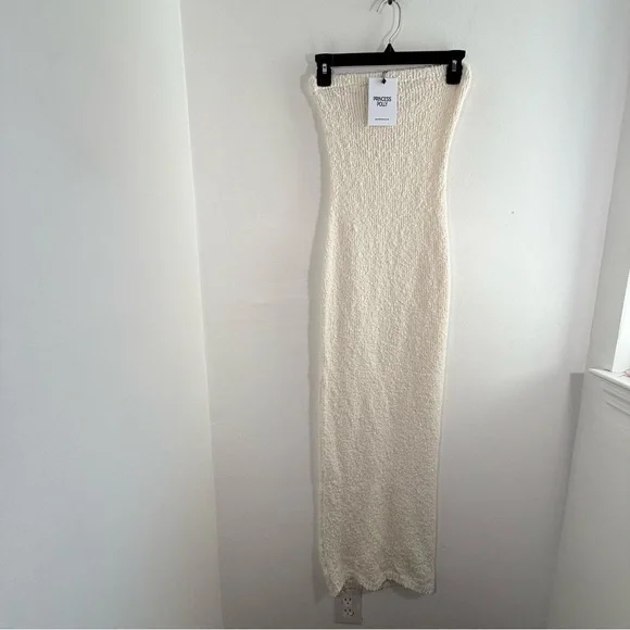 NWT Princess Polly Cream Cloud Strapless Boucle Maxi Dress Size 2 New - Picture 2 of 15